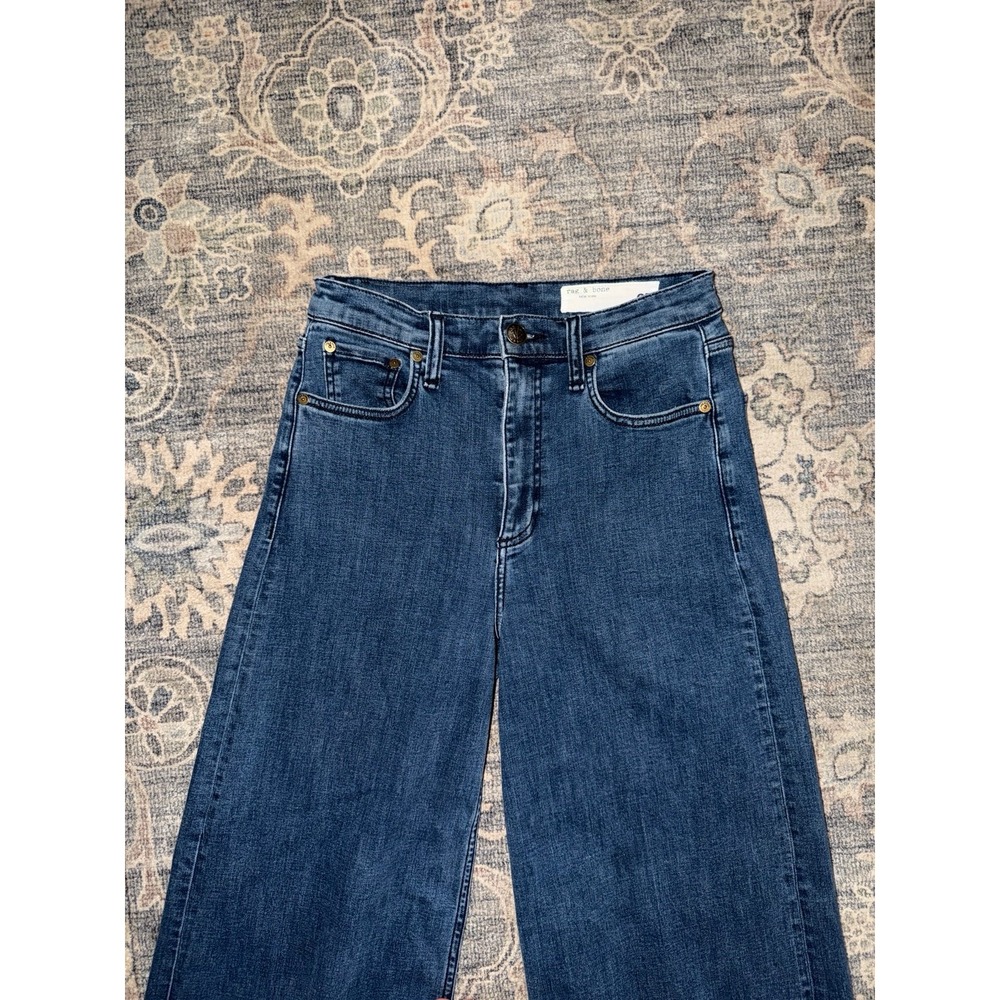 Rag & Bone Sofie High Rise Ultra Wide Leg Jeans Dark Wash - Picture 2 of 3